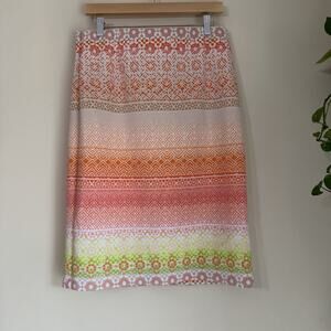 Cato Multicolor Geometric Knit Stretch Skirt Elastic Waist Knee Length L Women